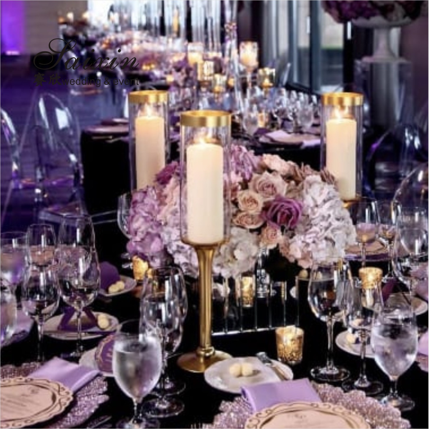 Wholesale wedding centerpieces single gold candle holder for event decor