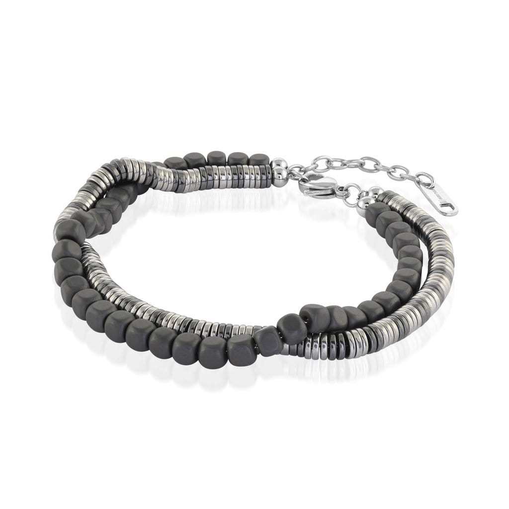 Mens 316L Stainless Steel Chain Bracelet Woven Rope PU Leather Cord Wrap Bracelet