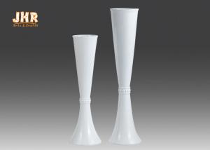  Tall Decorative Glossy White Fiberglass Planters Floor Vases Flower Pots Manufactures