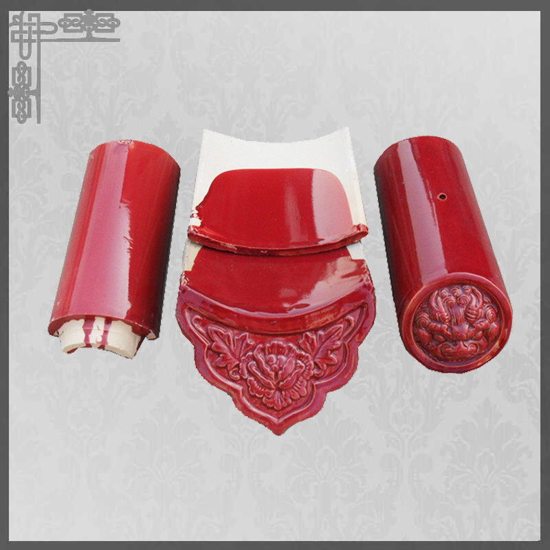 Ancient Chinese style decorative red ceramic roofing tiles