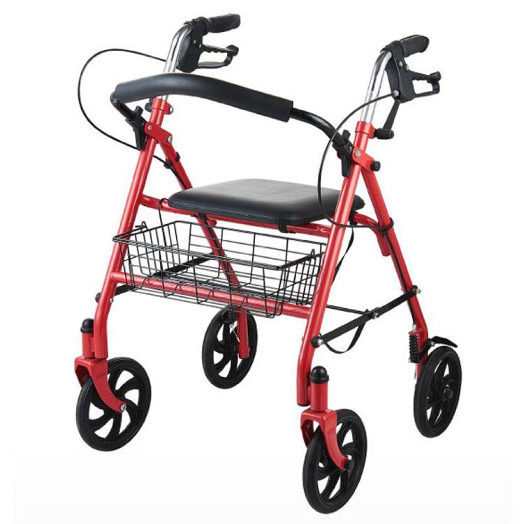 Four Wheels Aluminum Medical Folding Wheelchair Rollator Walker