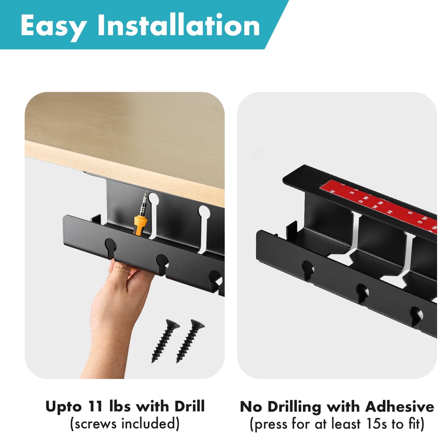Super Heavy Duty Desk Cable Organizer 10*40*10cm ISO9001 Rohs CE No Drill Steel Cable Tray