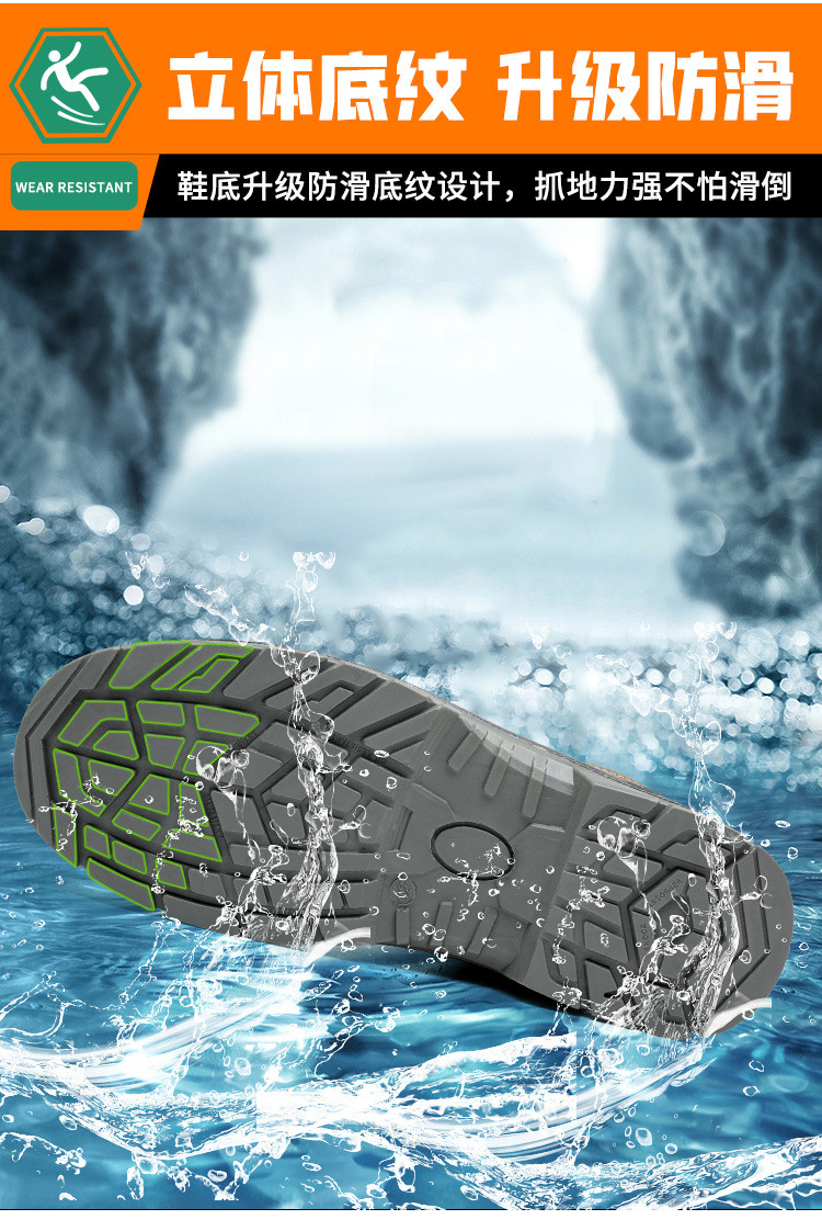 Anti-static Steel Toe Safety Boots Genuine Leather Work Shoes With Steel Plate Midsole PU Sole