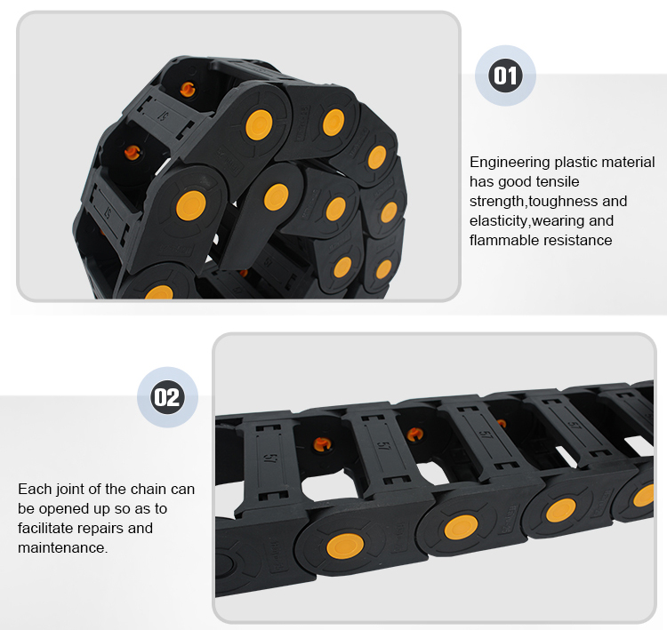 18*25/18*35/25*38/25*57/25*75/35*75/45*75/45*100 Plastic Cable Carrier for Industrial