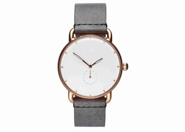 5ATM water resistant Grey leather wrist watch rose gold quartz watches bezel