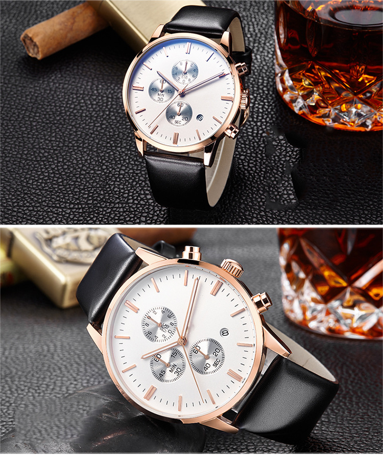 Fashion Alloy Quartz Mens Watch Perpetual Calendar Water Resistant