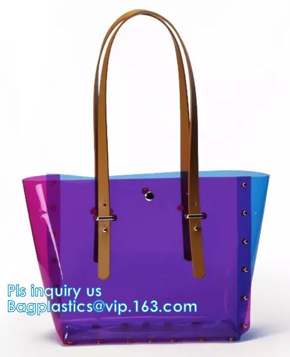 Leisure PVC Purple Handbag For Ladies, Promotional Handbags, Summer Beach Bag PVC Clear Transparent Handbag Women Should