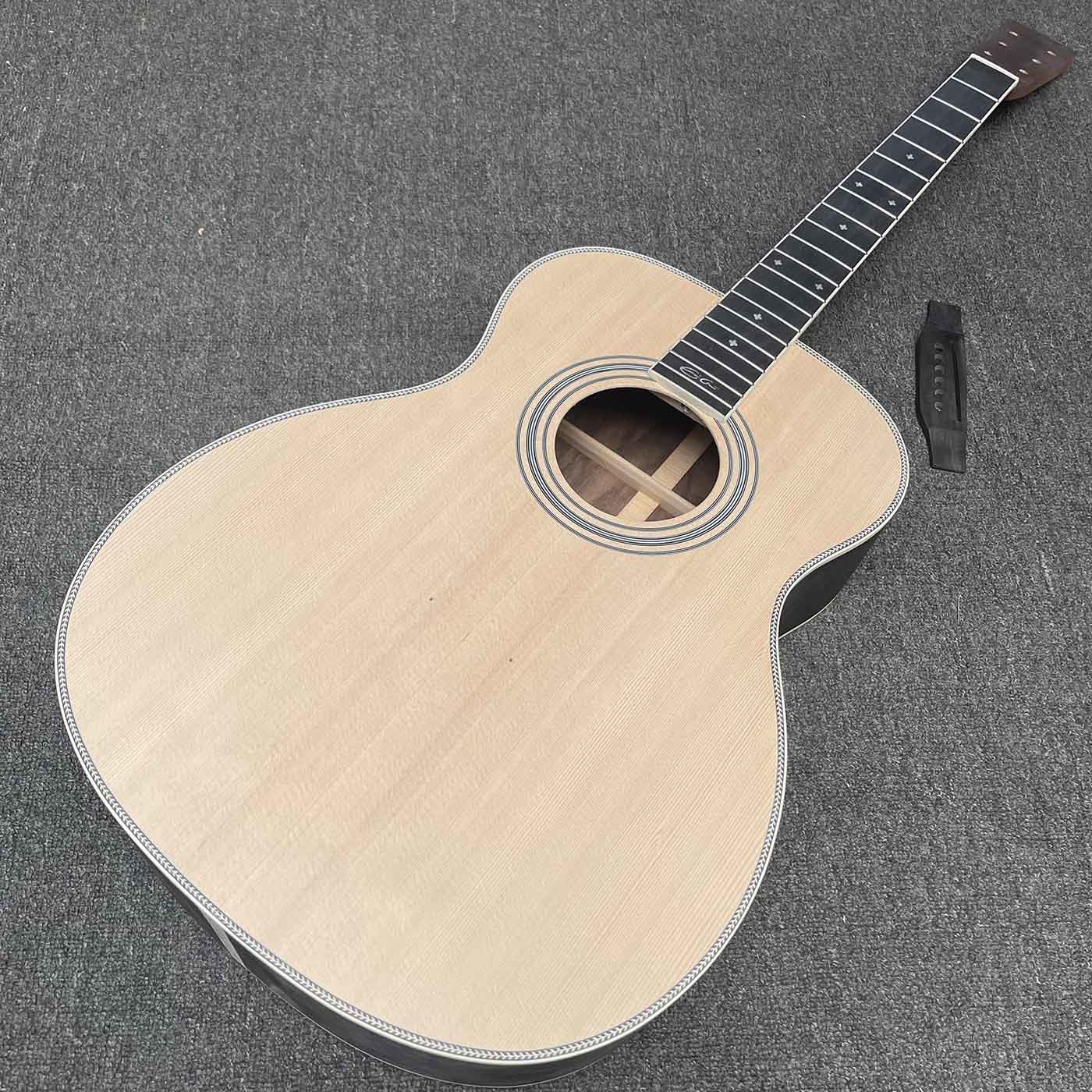 Custom 40 inch OM45 body DIY KIT Acoustic Guitar with Herringbone Binding no Painting