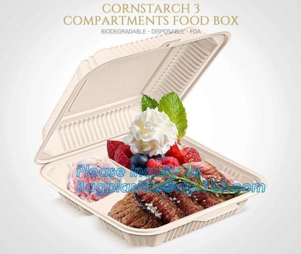 corn starch clamshell box,Corn Starch Food Container, Disposable Lunch Box