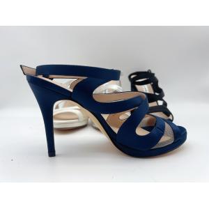 Open Toe Stiletto Elastic Strap High Heel Sandals Soft Nappa Leather / Matching