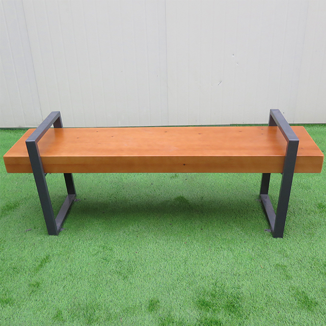 Contemporary Simple Design Outdoor Thick Wooden Steel Bench Color Coating