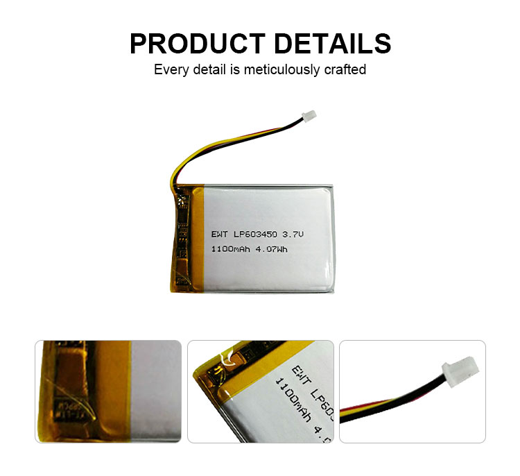 1100mah 1200mAh Lithium Polymer Battery 3.7v LiPo Battery Pack