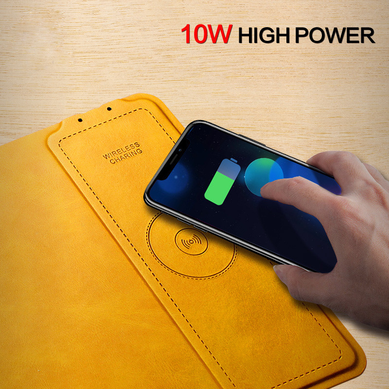 MOUSE PAD WIRELESS CHARGER 2018 10W 2 int 1 q black fast wireless phone charger large pu mouse pad for mobile phones