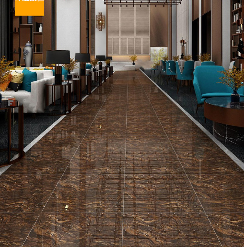 600x600mm Floor Specification Glossy Black and Red Porcelain Floor Tile for Modern Floor