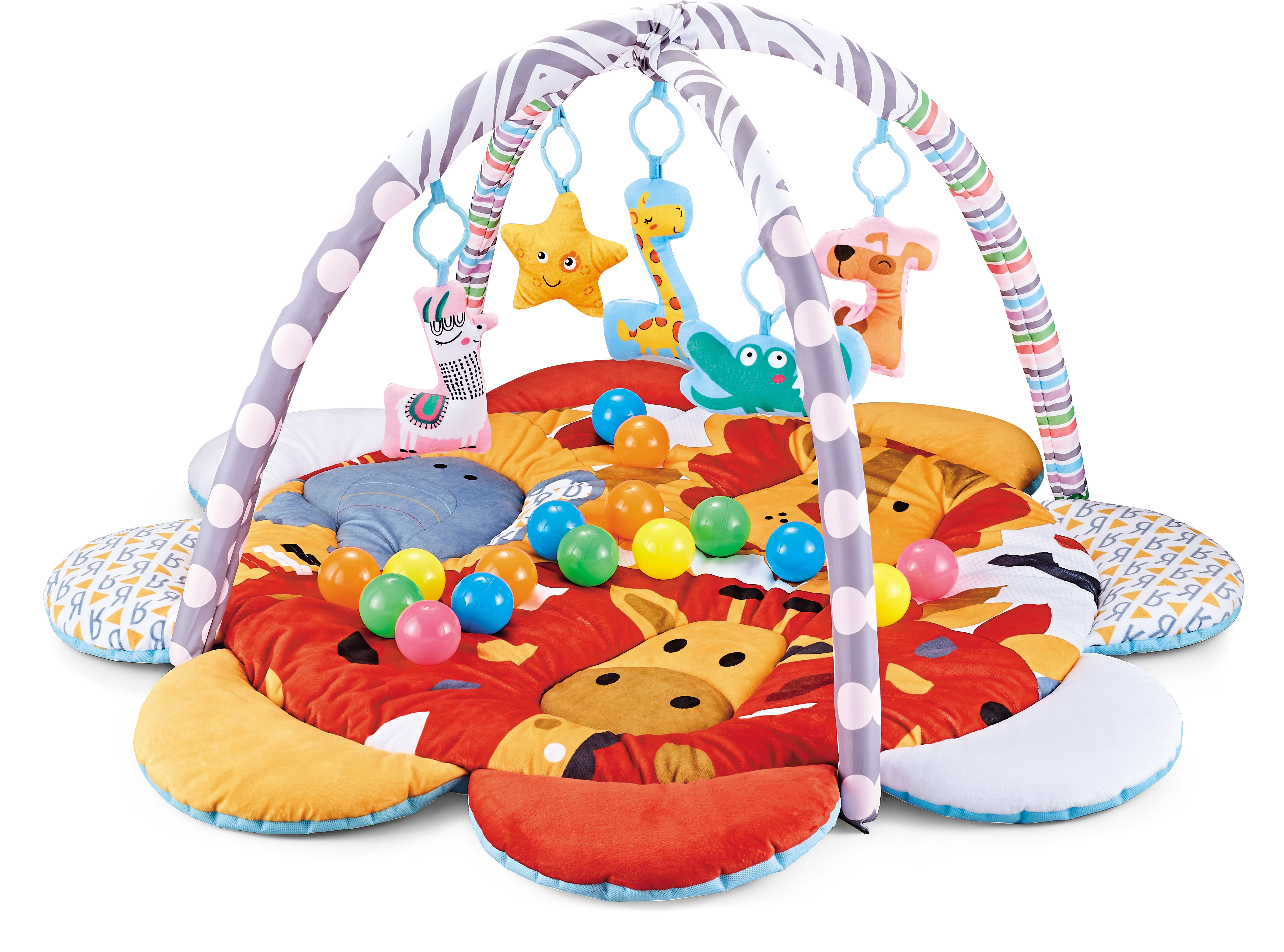 Baby Play Gym, Tummy Time Mat, 4-in-1 Baby Gym Activity Play Mat & Ball Pit, with High Contrast Toys