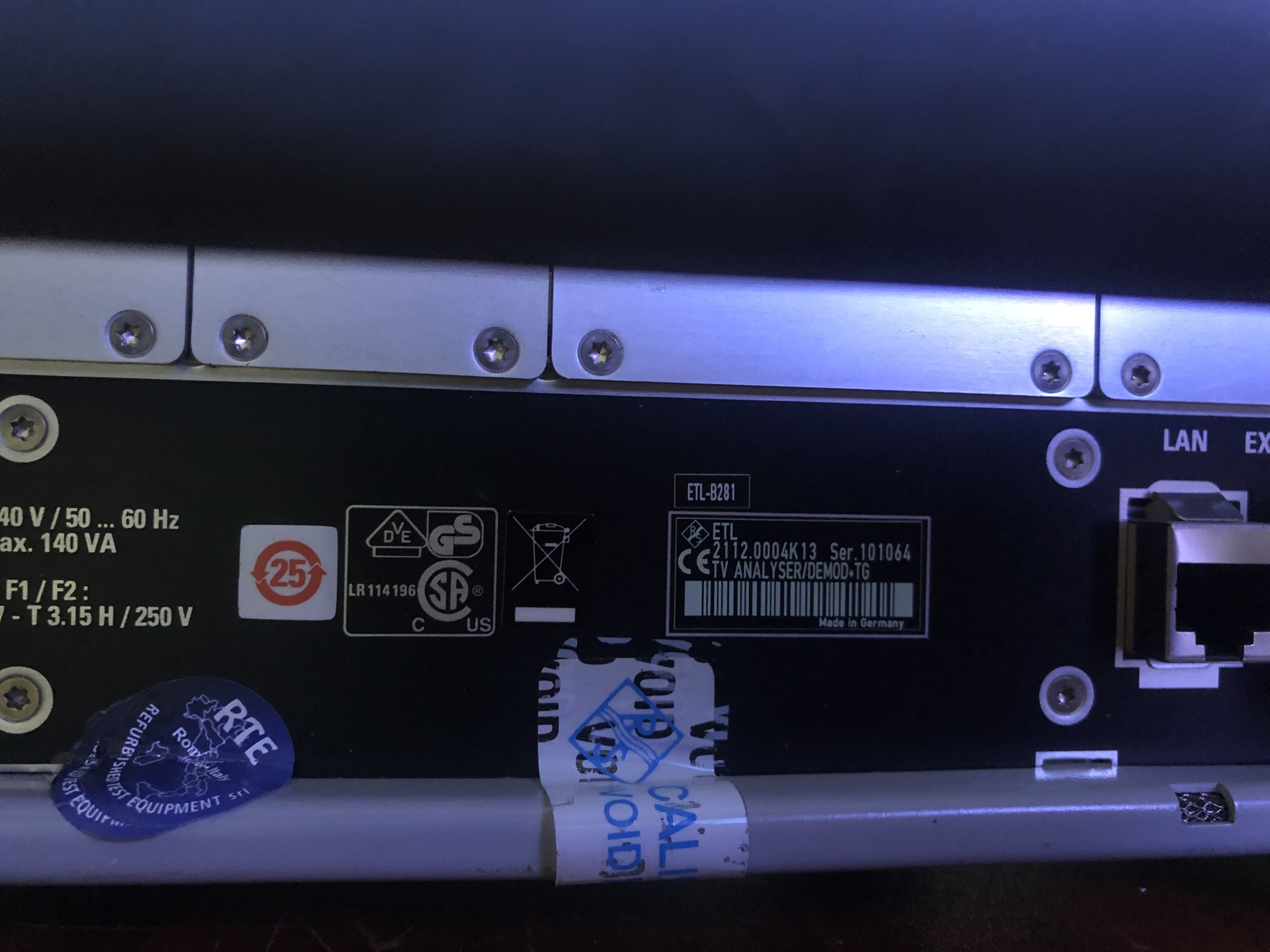 Tested Rohde And Schwarz ETL TV Analyzer 500 KHz To 3 GHz With Track TV Test