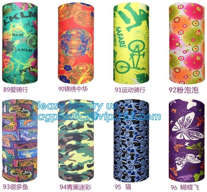 custom made digital sublimation polyester colorfast printed bandana,custom headwear printed seamless neck tube polyester