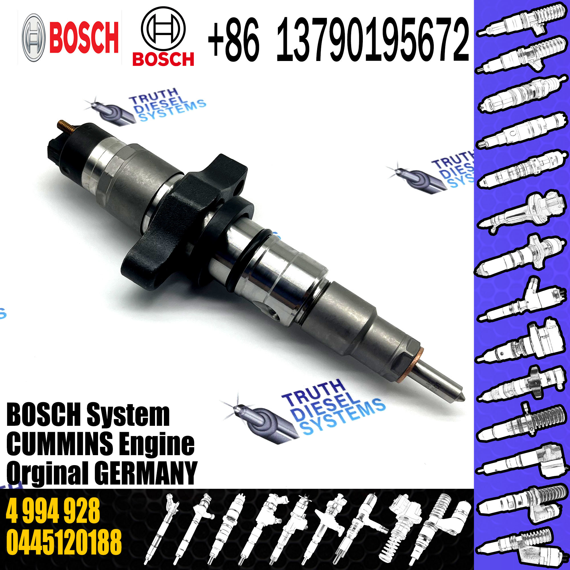 High quality diesel nozzle assembly pump injector 4994928 68210512AA 0445120188