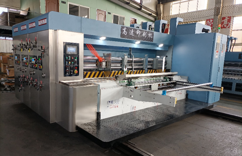 Two Color Flexo Printing, Die Cutting And Stacker Machine