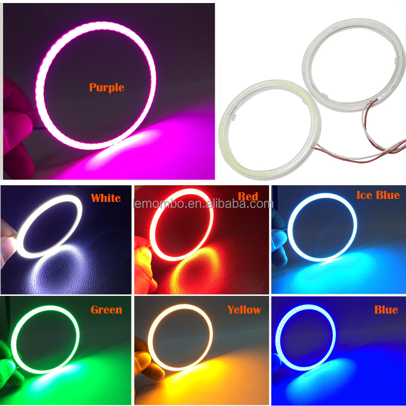 Cotton Light Cob Led Angel Eyes Car Headlight Aperture 70MM RED BLUE Fog Lamp 12-18V 60MM 80MM