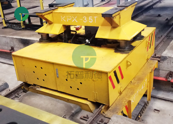 Rail Guided Battery Platform Ferry Motorized Trolley Transport Cart With Lifting System
