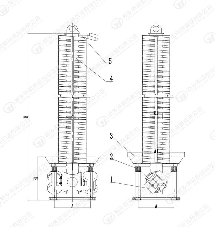 Stainless Steel Industrial Bucket Elevators Dzc Vertical Vibration Hoist / Screw Conveyor