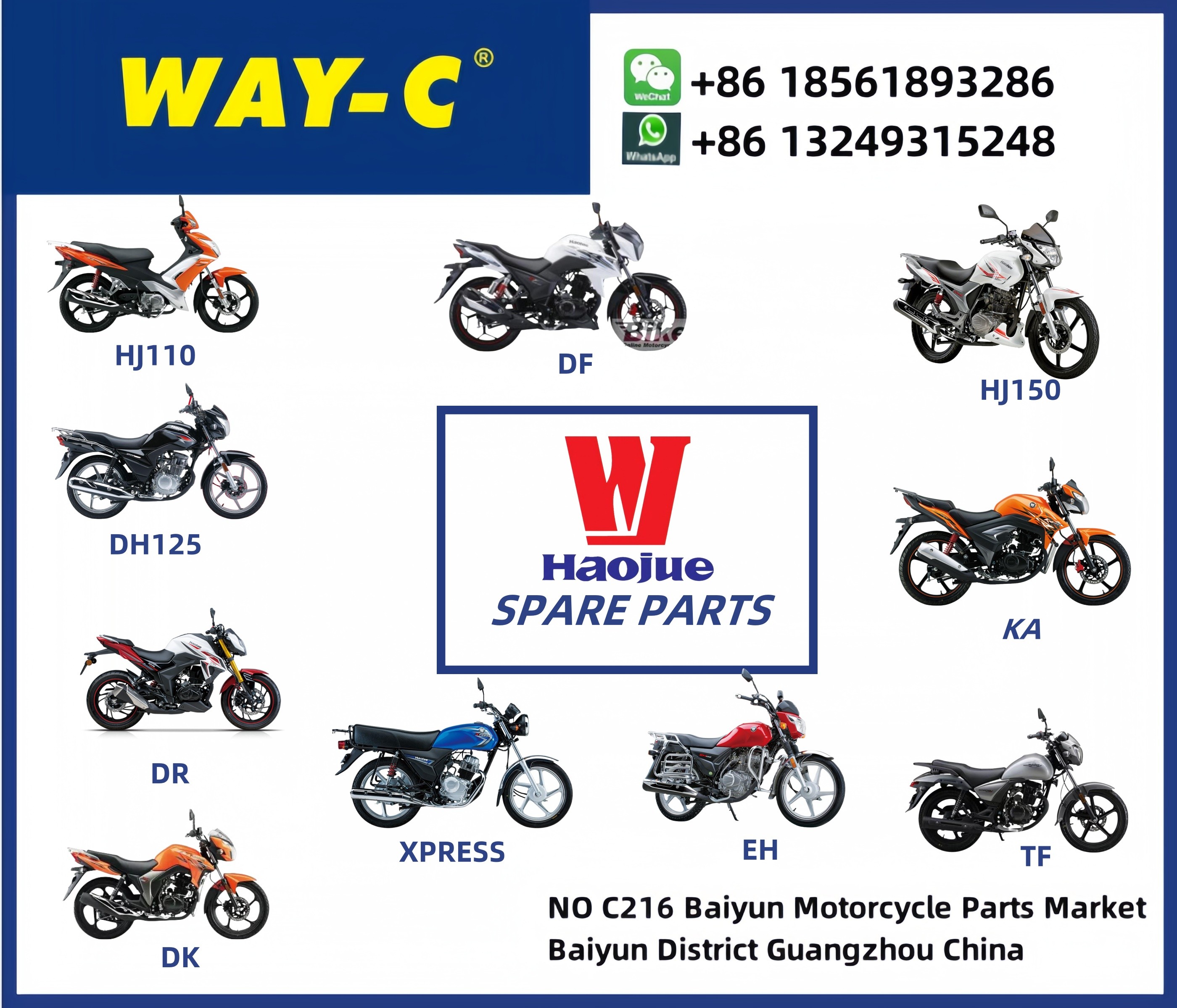 WAY-C Tricycle Motorcycle Spare Parts TVS BAJAJ HONDA HAOJUE YAMAHA SUZUKI