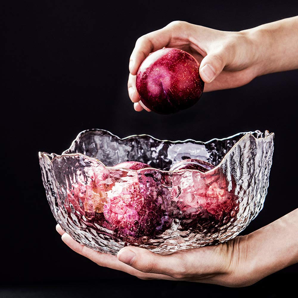 Large Diameter Crystal Glass Fruit Bowl , Crystal Salad Serving Bowl With Stand