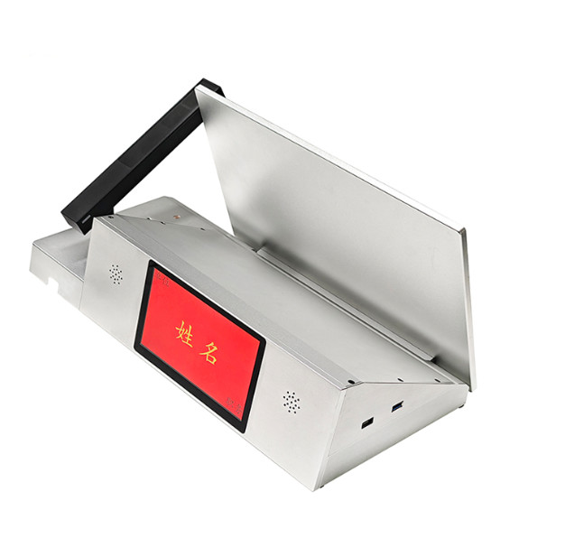 Pop Up ROHS Desktop Terminal Monitor Table Lcd Motorized Lift With Microphone