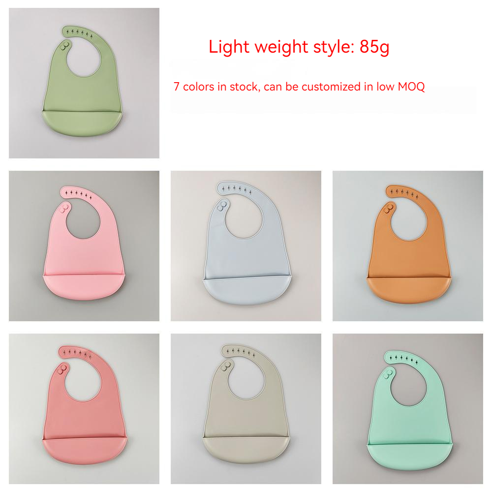 Factory Offer EN-71 Certification Water Proof Silicone Bibs Food Grade Baby Feeding Bibs