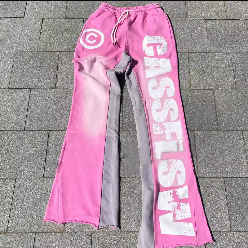Streetwear 100% Cotton French Terry Flared Sweatpants with Customized Color Options