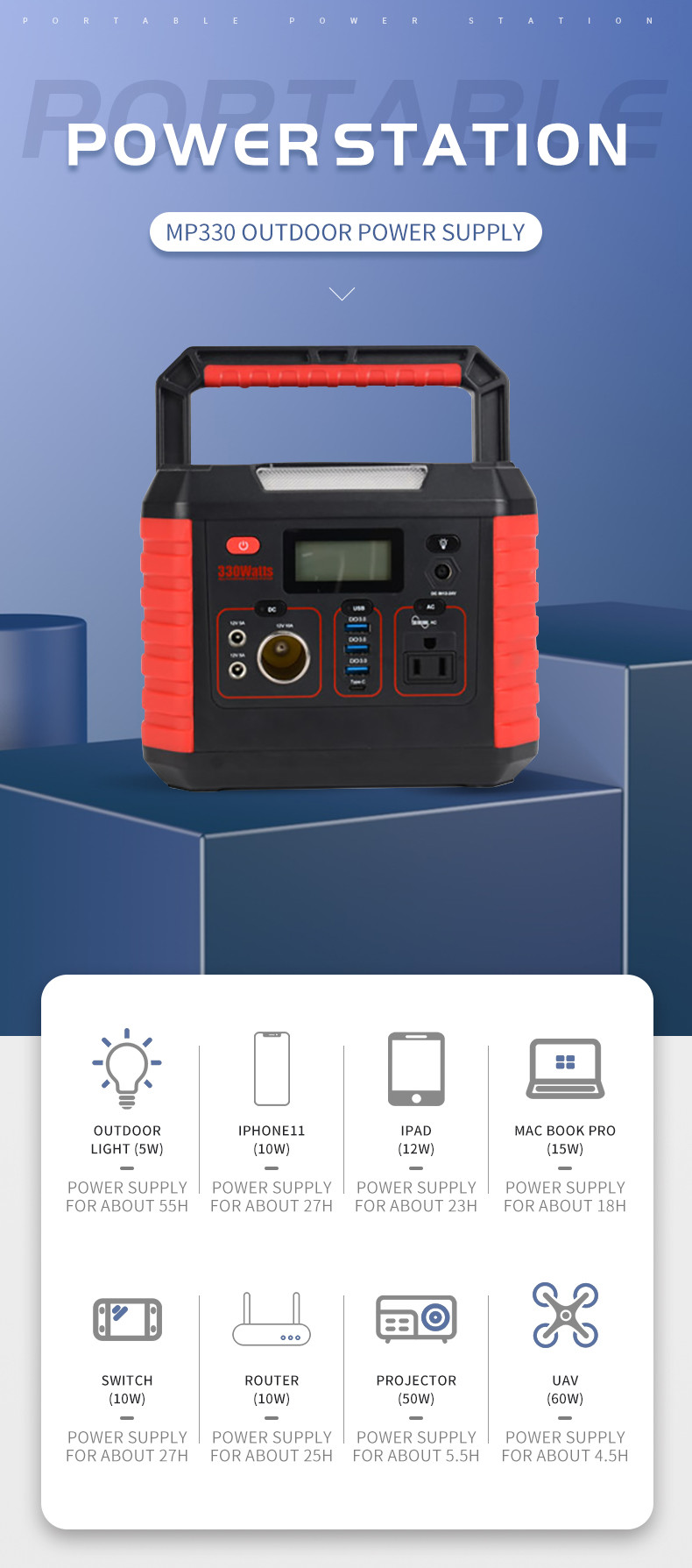 Rechargeable Lithium Battery AC DC Outdoor Power Station Generator For Car Emergency