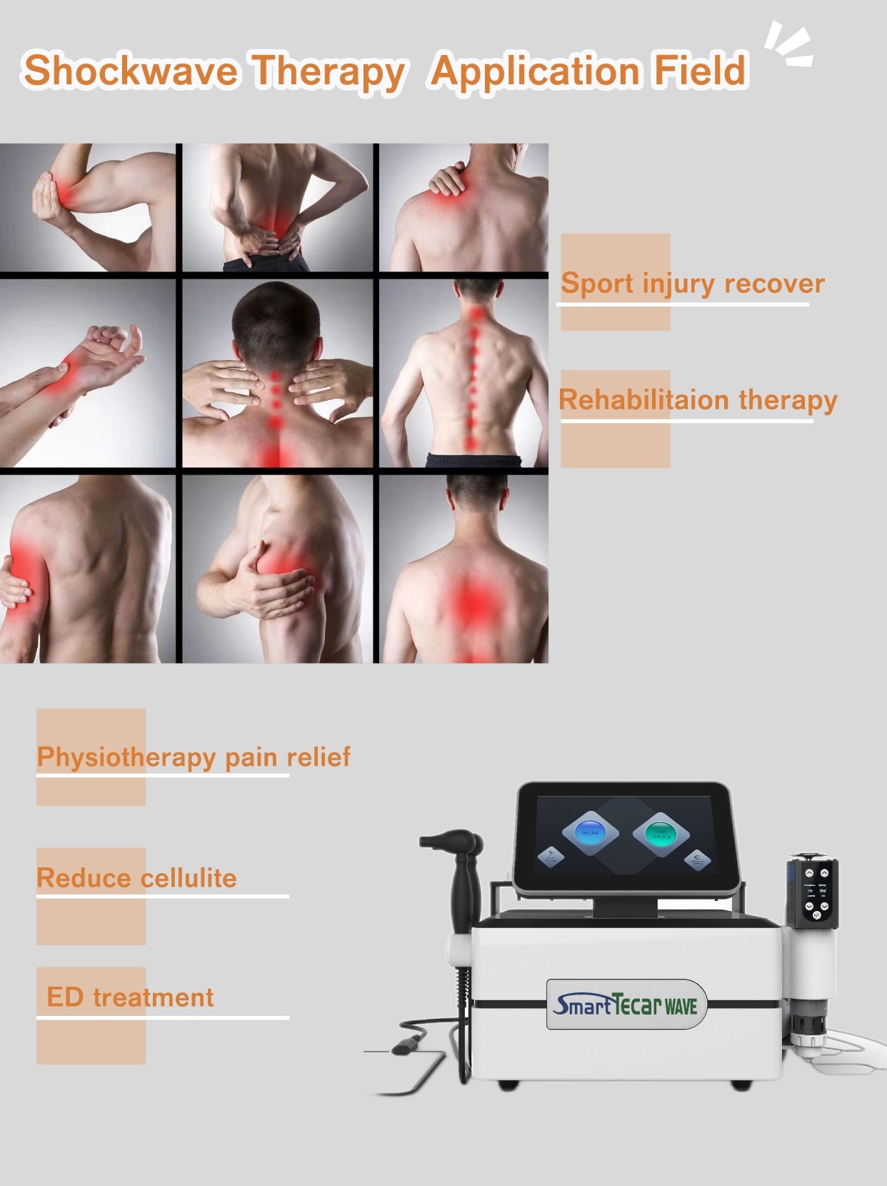 Multifunction Smart Tecar Therapy Machine Shockwave ED Treatment
