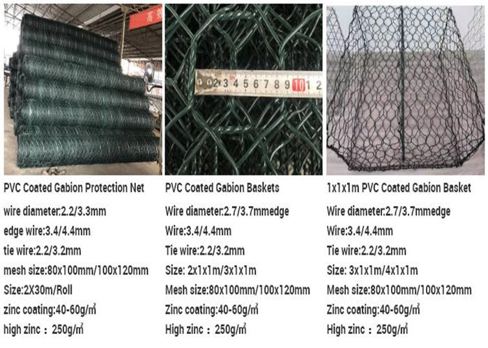 Square Hole Pvc Coated Gabion Box Zinc Coated 220-270g