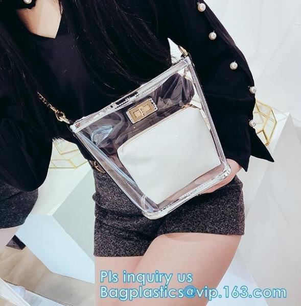 Transparent conference eco shopping bag, shopping pvc bag with custom print,