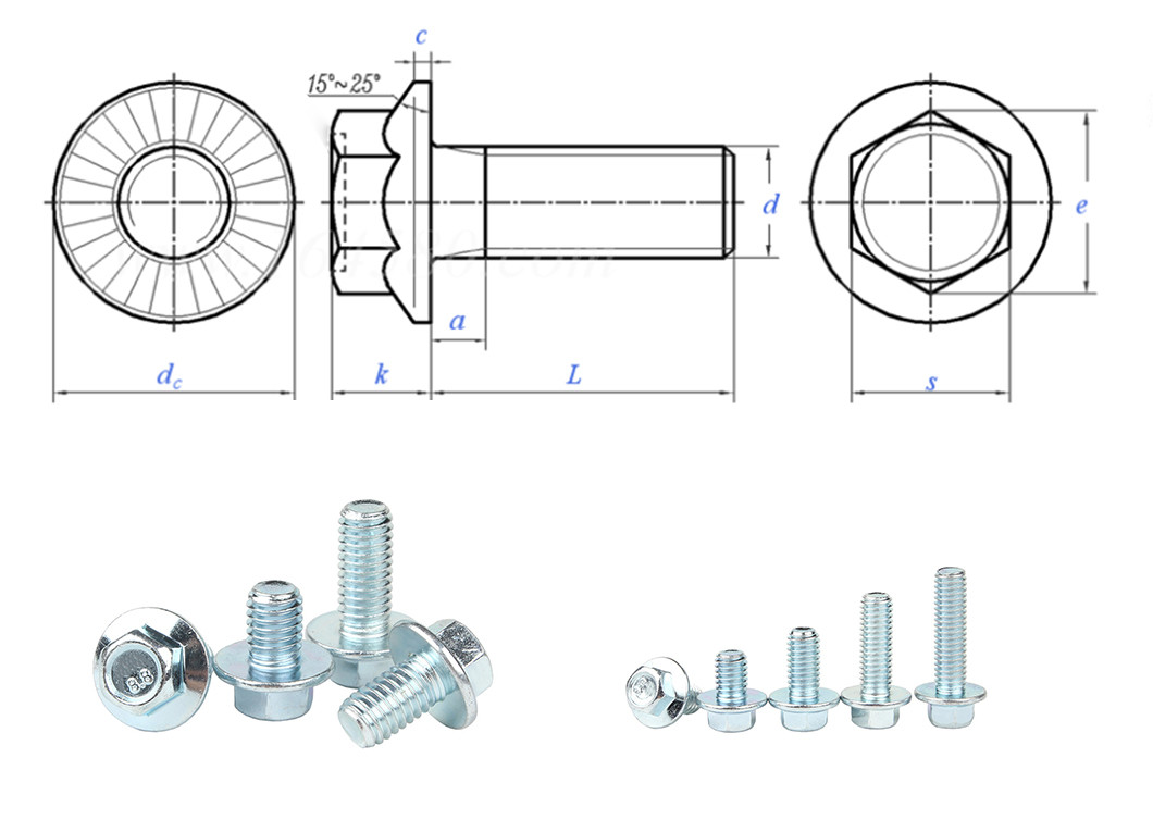 Aluminum Flanged Hexagon Bolts M6 Galvanized Hex Bolt For Furniture And Machinery