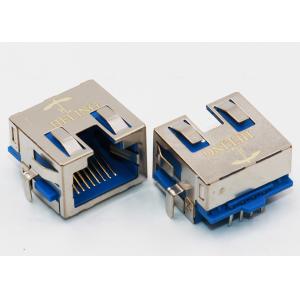 PCB Right Angle Female RJ45 Single Port , PCB Jack Socket With EMI Gasket