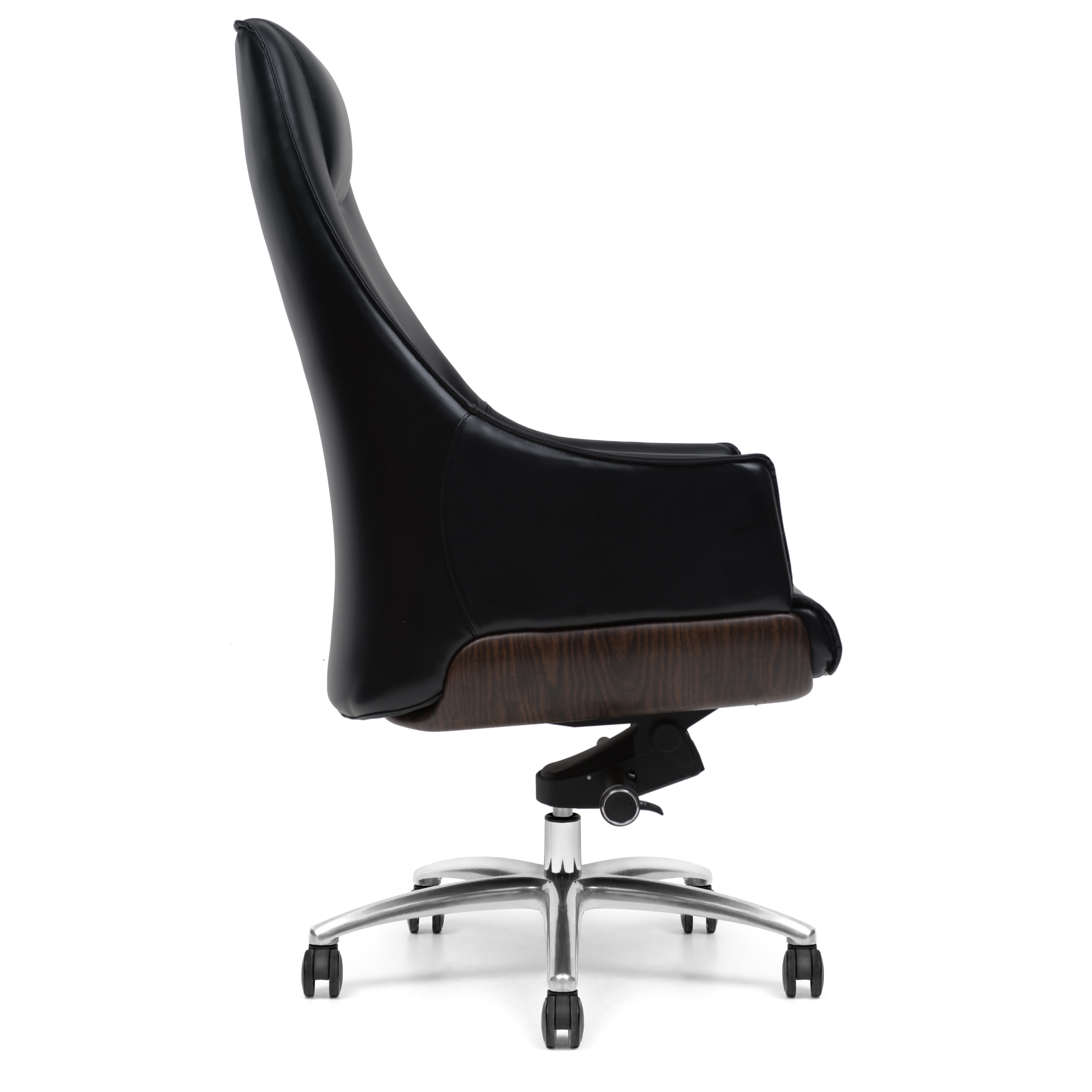 Height Adjustable Black Leather Revolving Chair High Back Executive Chair