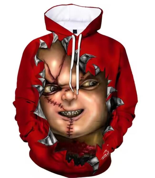 Chucky Printed Oversize Hoodie Men Horror Movie 3D Printed Hoodies
