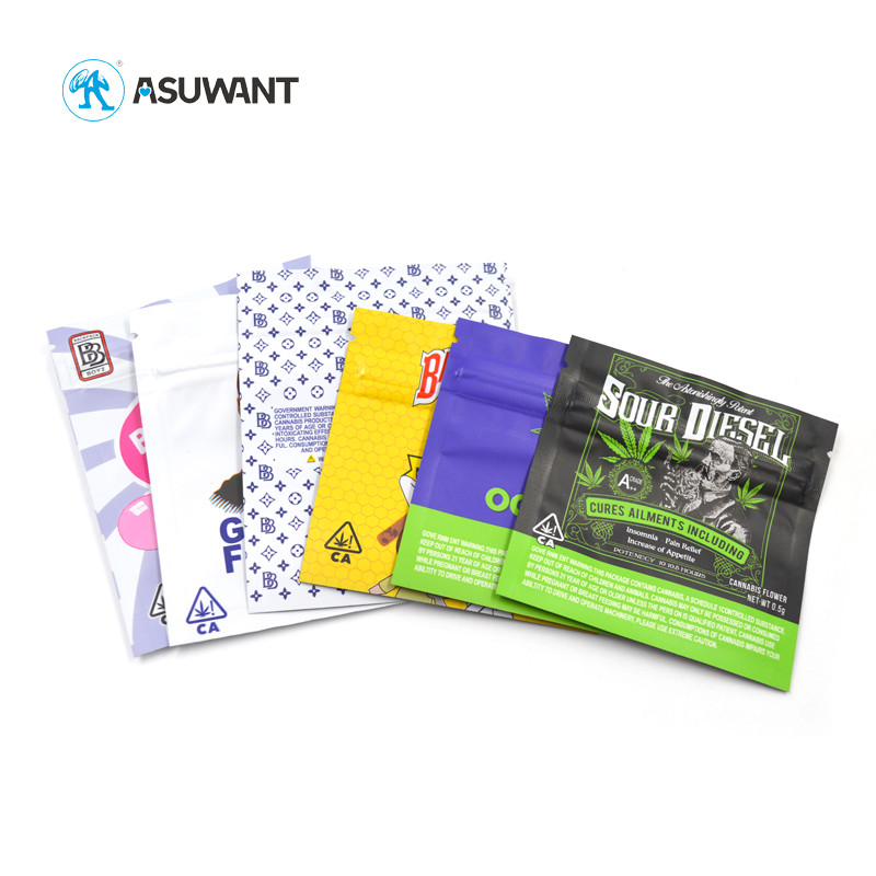 Black Small 3 Side Seal Bag Smell Proof Zipper Top Weed Packaging Bag With Window