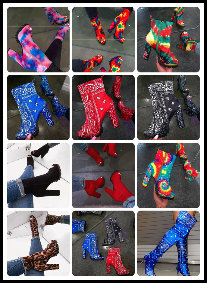 Fake Suede PU 5inch Ladies High Heeled Boots Open Toe Fish Mouth