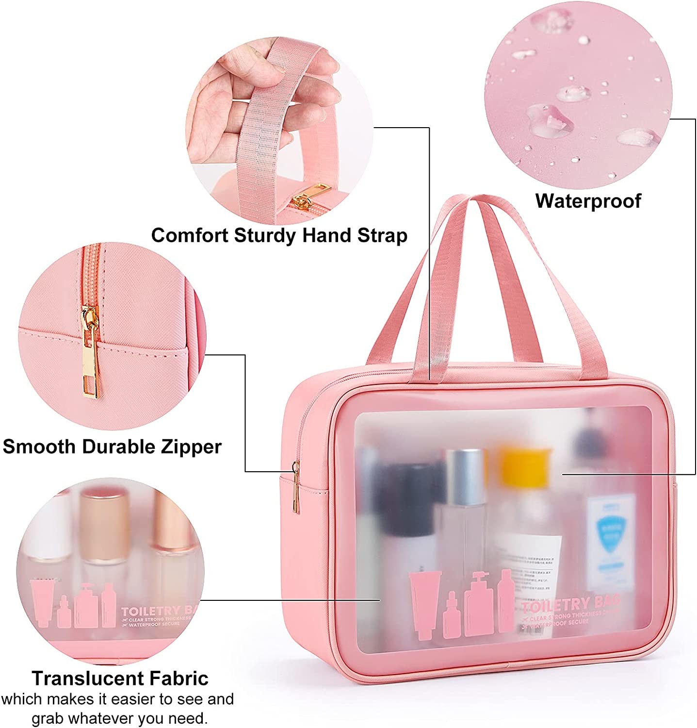 Women Transparent Glitter Makeup Bag Clean PVC Cosmetic Bag