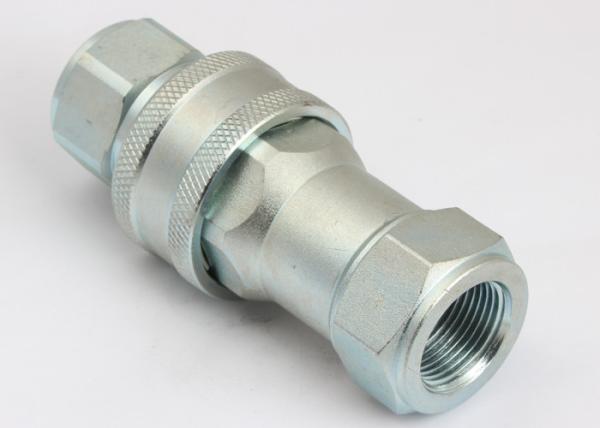 ISO A Hydraulic Quick Connect Couplings , Chrome Three Flat Face Hydraulic