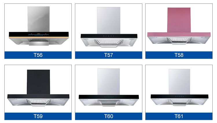 Glass Stainless Steel T Shape Chimney Hood Electric Range Hood 220V