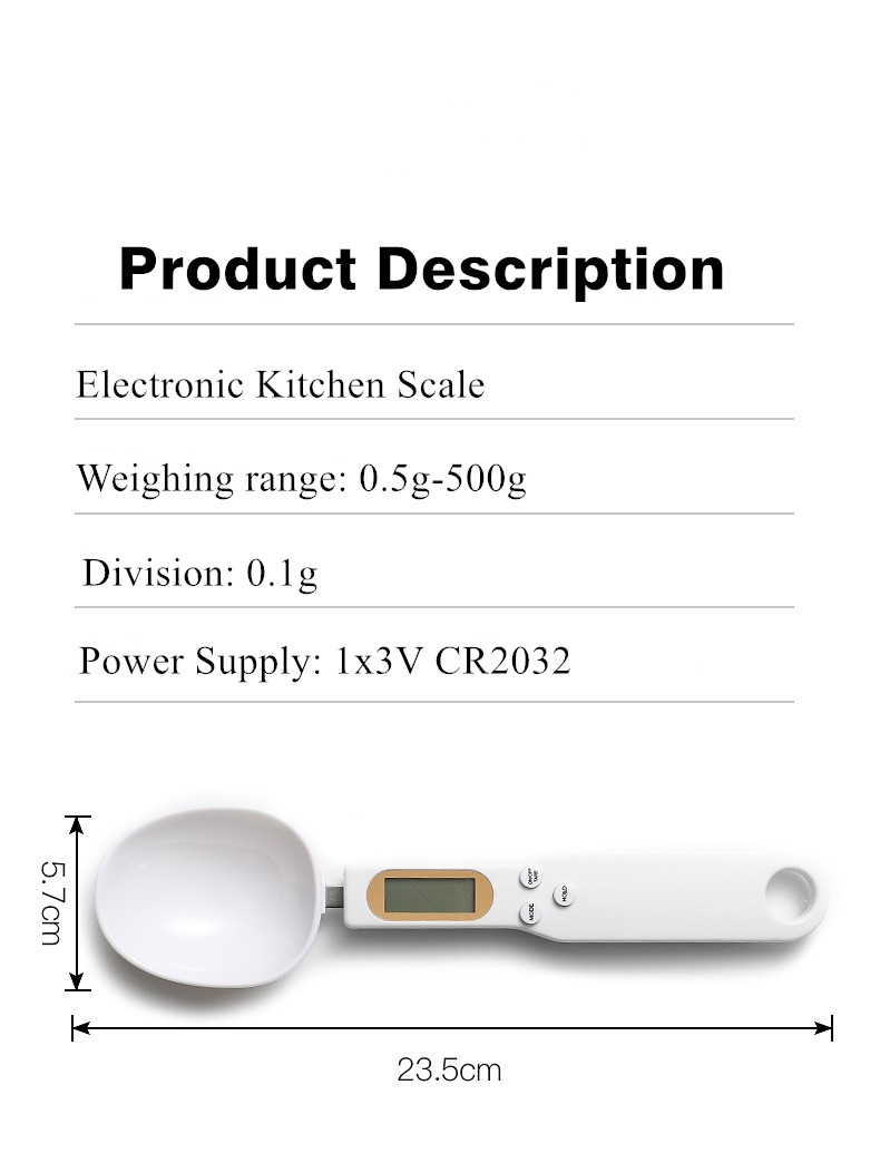 Digital Display Kitchen Scale Spoon for Accurate and Convenient Food Weighing in g/oz/gn/ct