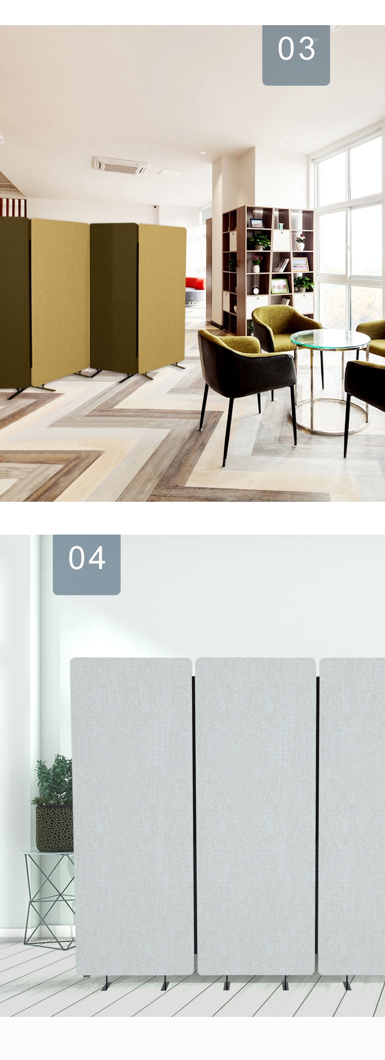 Modern Stylish Sound-Absorbing Folding Screen for Office Showroom and Cafe Decoration