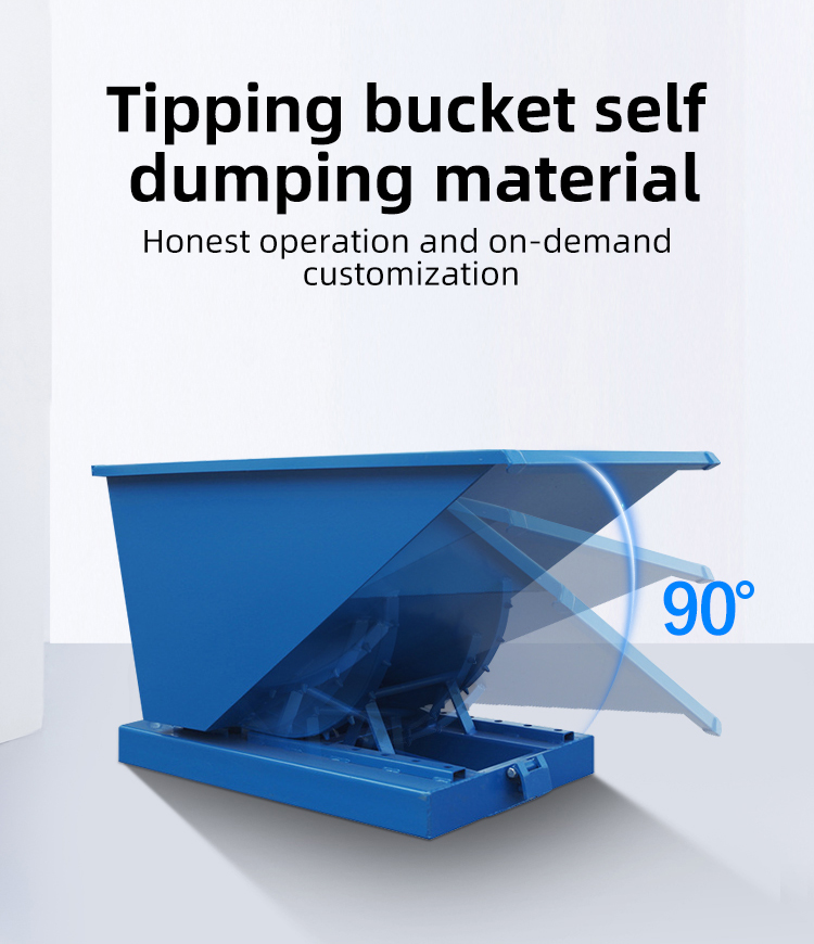 Outdoor Forklift Self Dumping Hopper Bin Steel Tipping Bin Customized Size Color