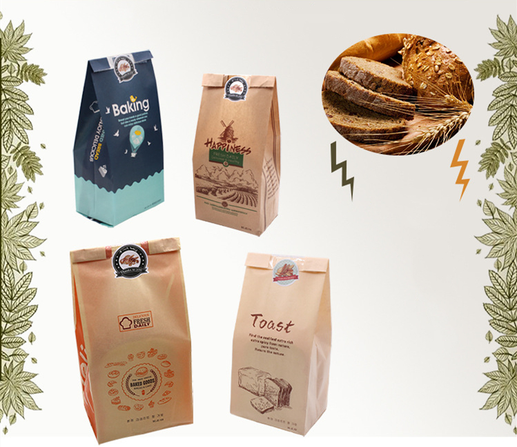 Custom Logo Printing Food Delivery Takeaway Stand Up Paper Bags With Clear Window