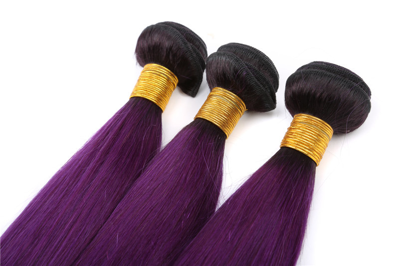 12-24 Inches 8A Grade Two Tones Purple Hair Virgin Brazilian Human Hair weft Tangle and Shedding Free