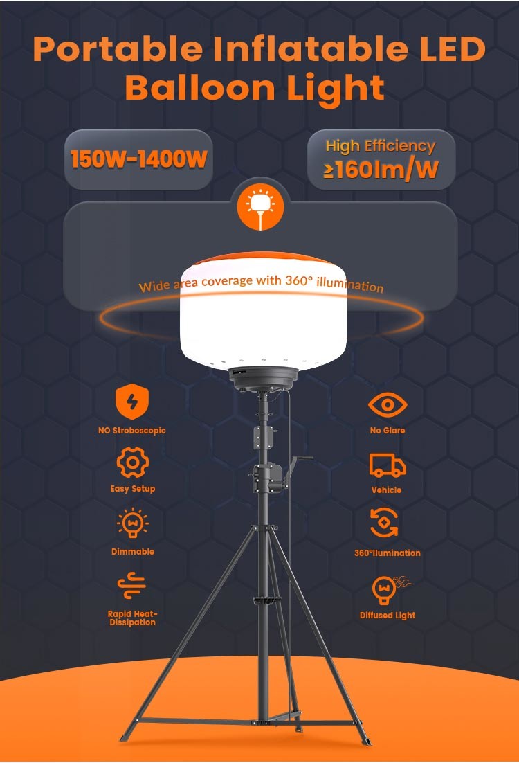 700w Mobile Balloon Light Tower With High Luminosity For Construction And Roadwork